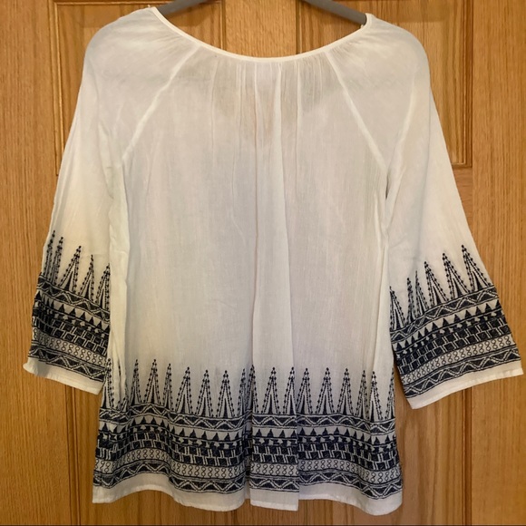 Merona Embroidered Peasant Blouse S - Picture 4 of 4